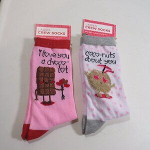 Valentines Socks Coconut and Chocolate NEW (one pair of each design)